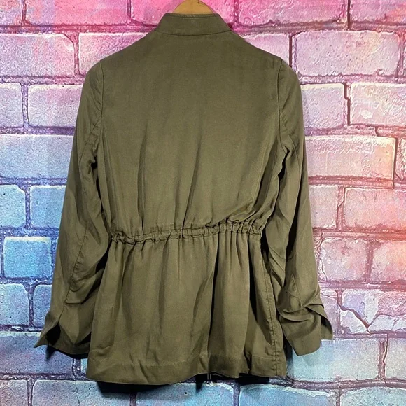 H&M Conscious Utility Jacket Olive Green Womens XS Size 2 Military Style - Picture 4 of 10